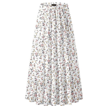 Women's Chiffon Elastic High Waist Pleated A Line Flared