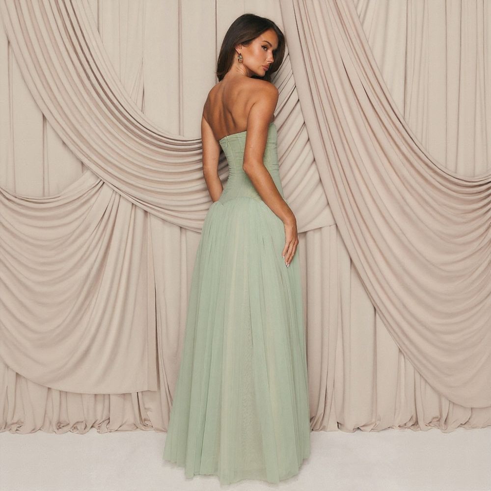 Fresh Green Bandeau Vacation Dress