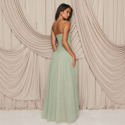 Fresh Green Bandeau Vacation Dress