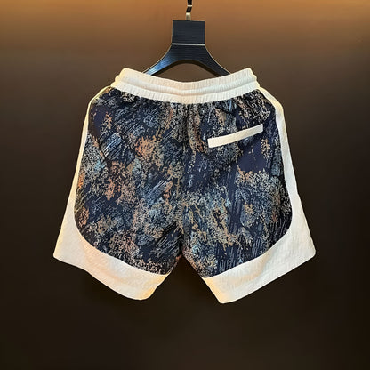 Embossed Subtle Pattern Polo Shirt & Shorts Set