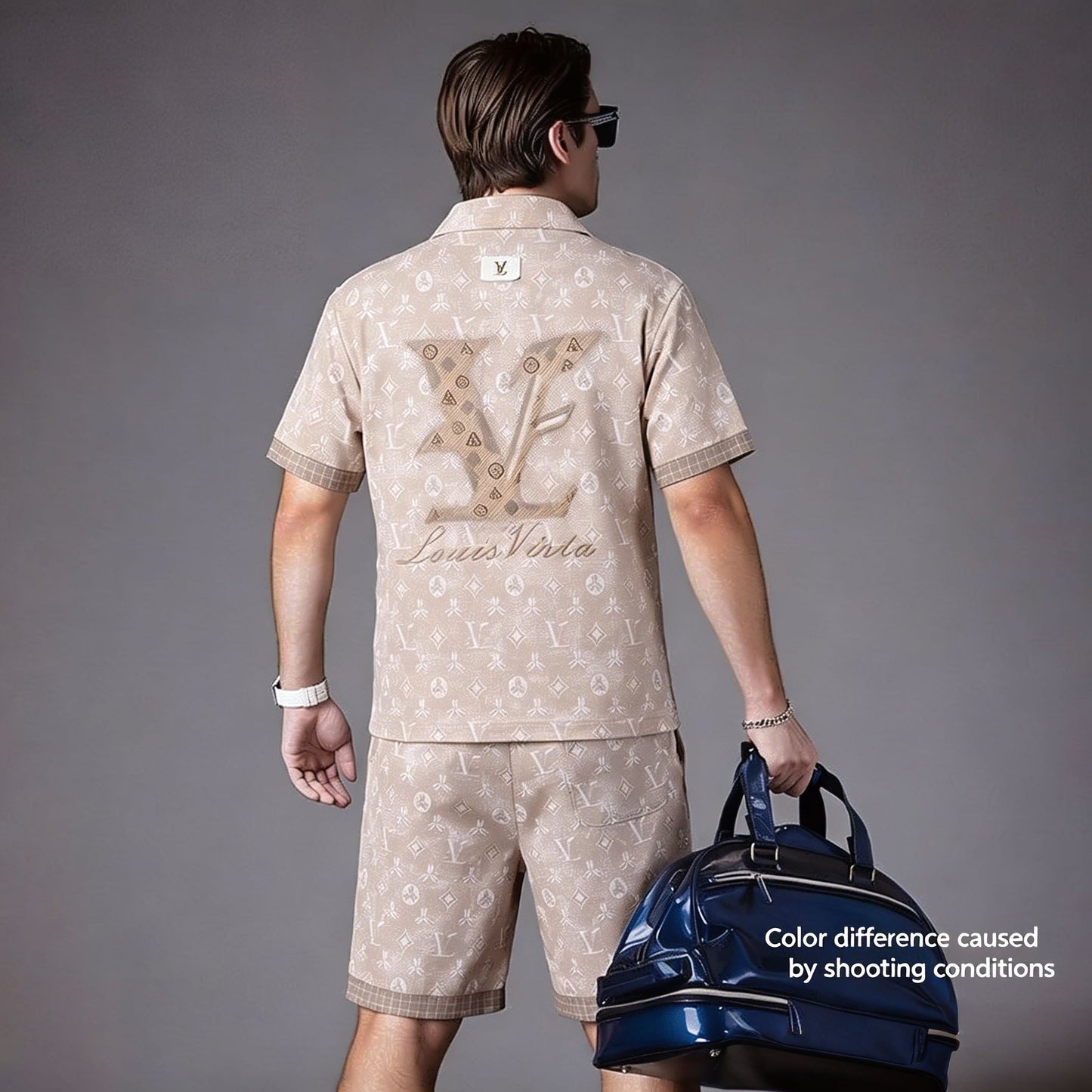 Clover Print Rhinestone Polo Shirt