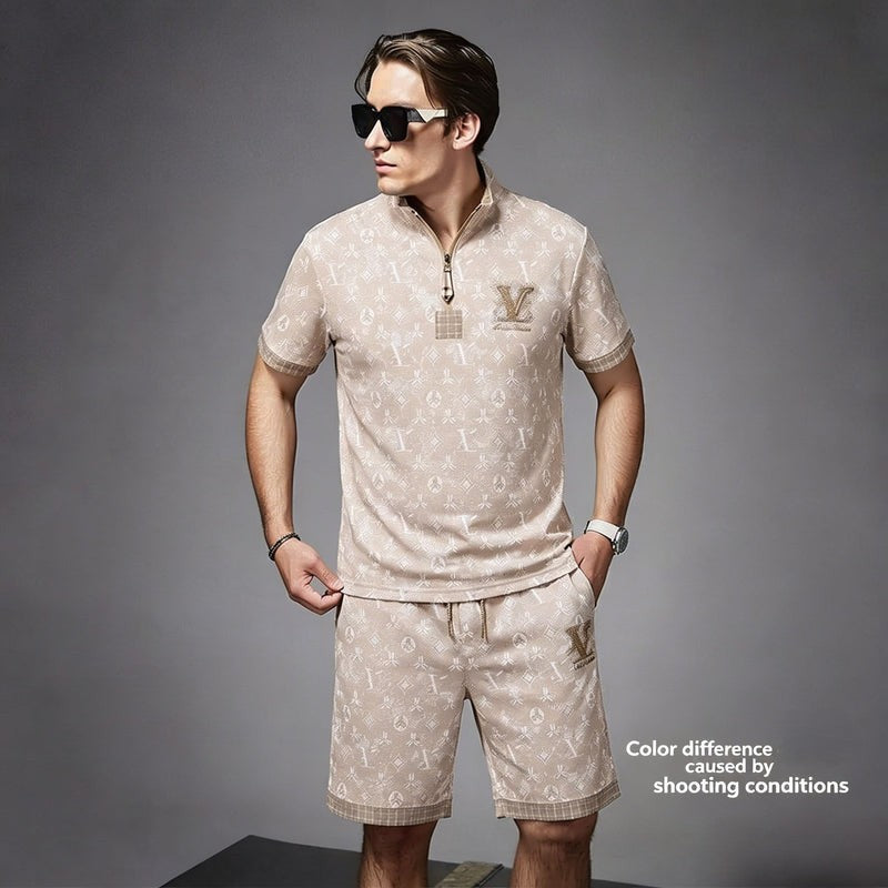 Clover Print Rhinestone Polo Shirt