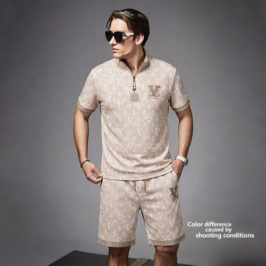 Clover Print Rhinestone Polo Shirt