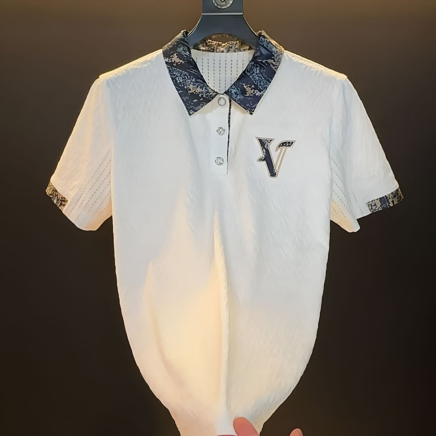 Embossed Subtle Pattern Polo Shirt & Shorts Set