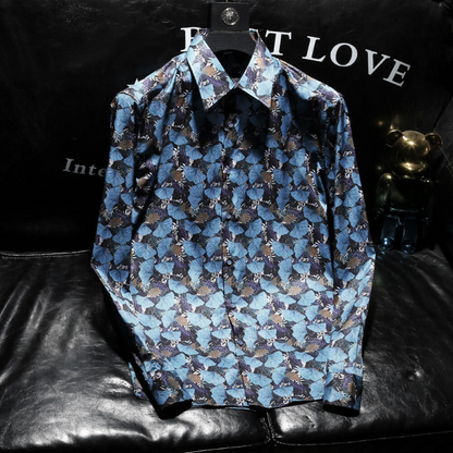 Blue Leaf Pattern Shirt