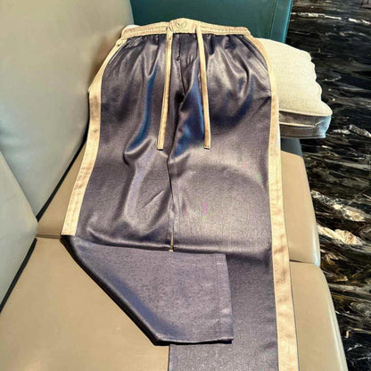 Subtle Pattern High-quality Acetate Casual Pants