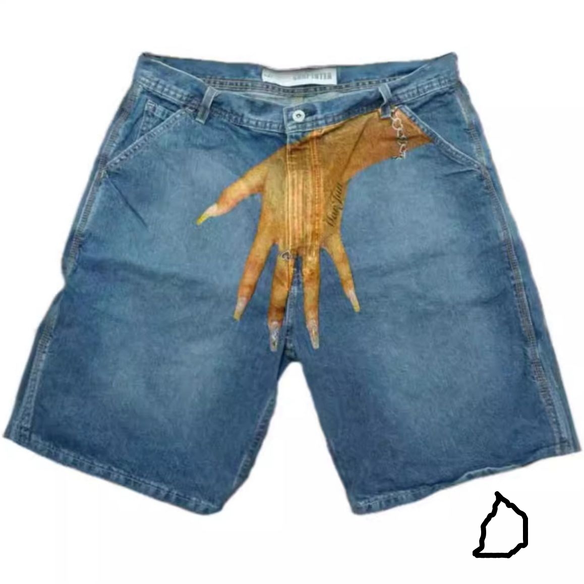Nail Art Print Denim Shorts