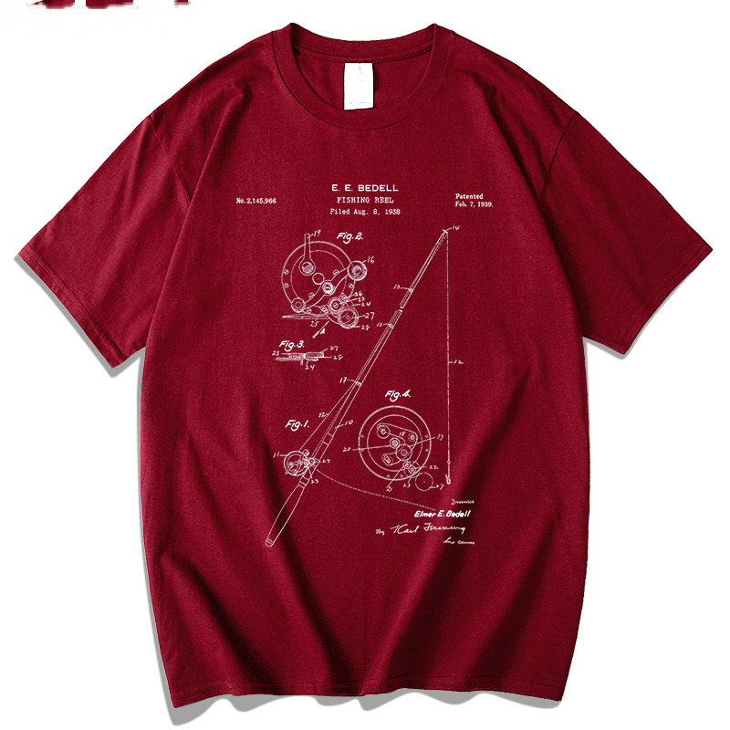 Fishing Rod Patent Blueprint T-shirt