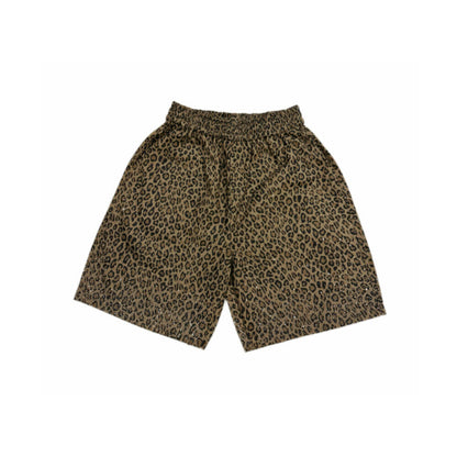Leopard Print Rhinestone Shirt & Shorts Set