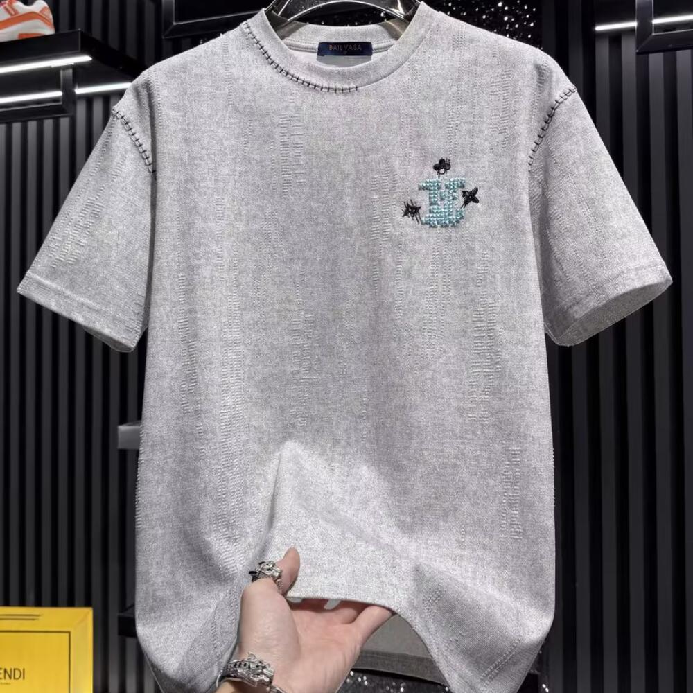 Luxury Embroidered Ripped Short-Sleeve T-Shirt