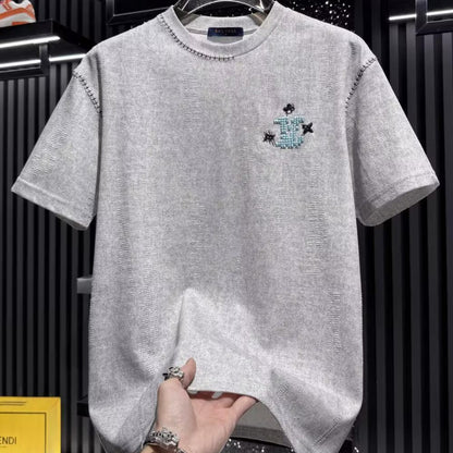 Luxury Embroidered Ripped Short-Sleeve T-Shirt