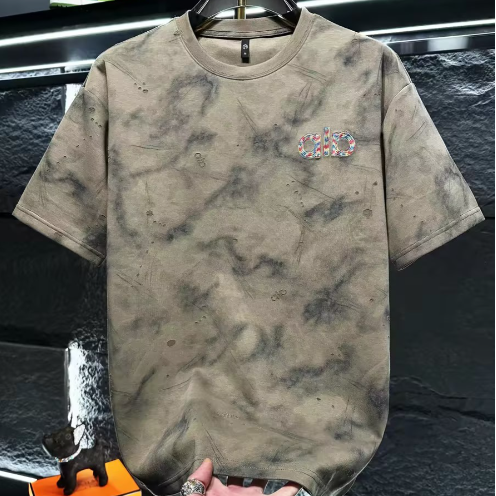Embroidered letter crew neck short sleeve