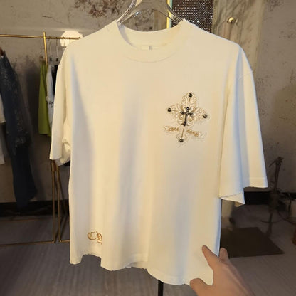 Studded Embroidered Cross T‑Shirt