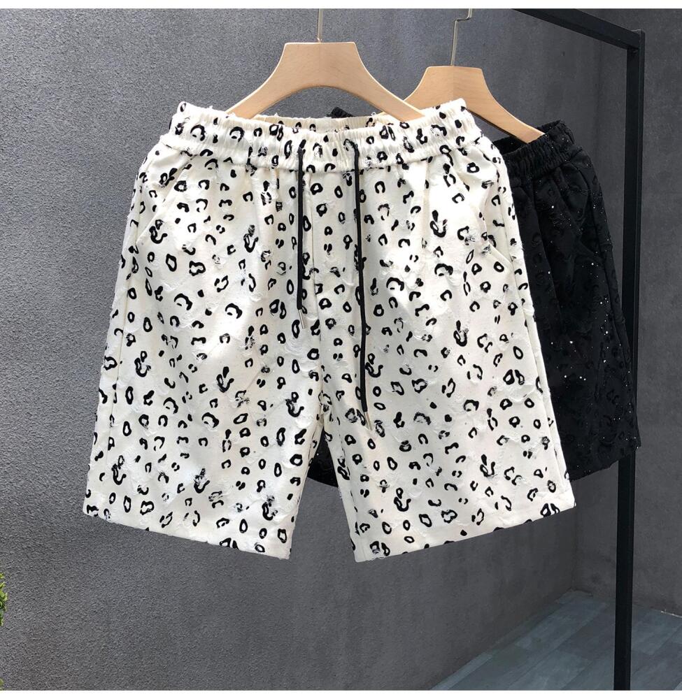 Leopard Print Star Ripped Shorts