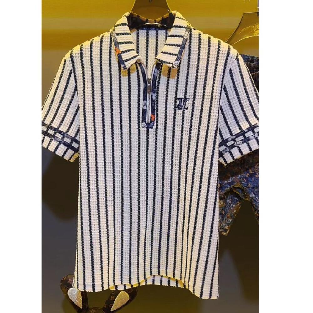 Vertical Stripe Polo Shirt