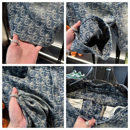 D Letter Embossed Denim Shorts
