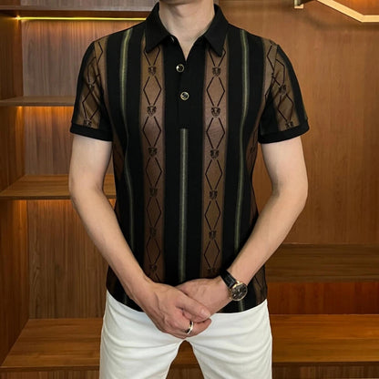 Vertical Stripe Business Polo Shirt