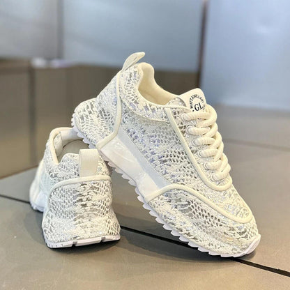Cracked low-top soft-soled casual sneakers