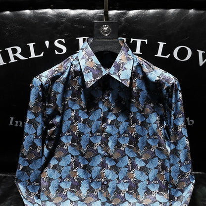 Blue Leaf Pattern Shirt