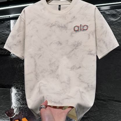 Embroidered letter crew neck short sleeve