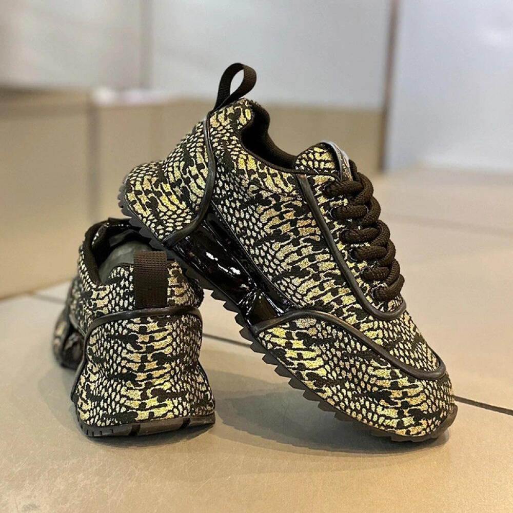 Cracked low-top soft-soled casual sneakers