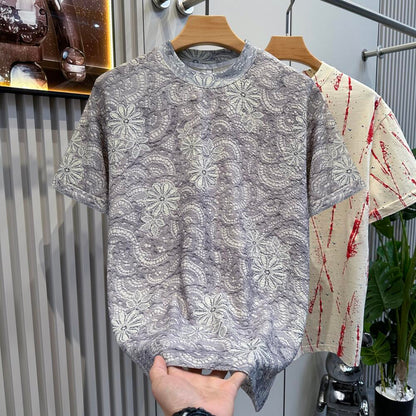 Printed embossed short-sleeved shirt
