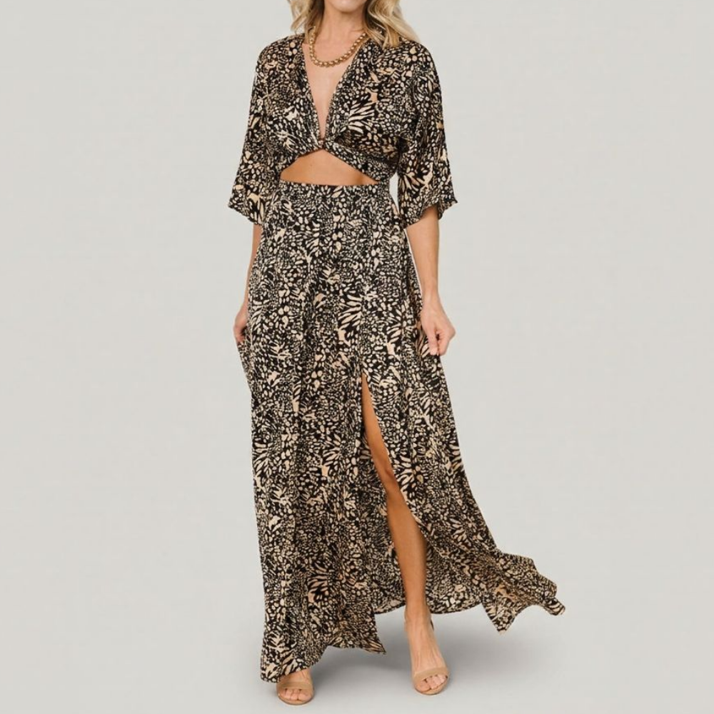 polka dot print maxi dress
