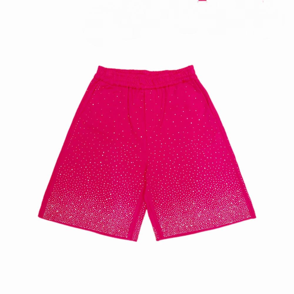 Gradient Rhinestone Solid Color Shorts
