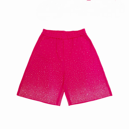 Gradient Rhinestone Solid Color Shorts