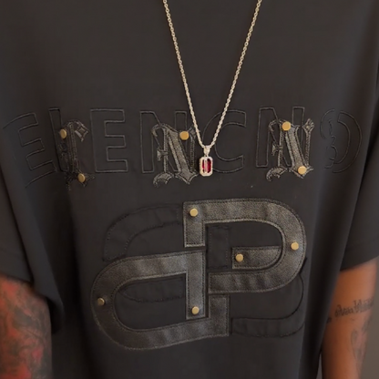 Leather Studded T‑Shirt