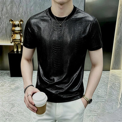 Imitation Crocodile Skin Texture T-Shirt