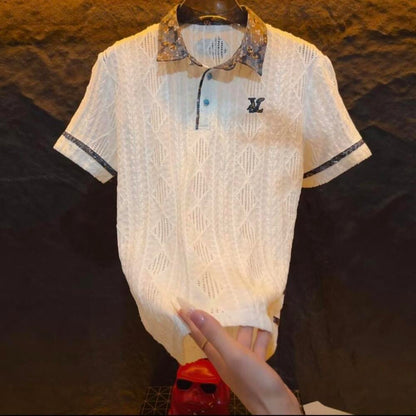 Luxury Polo Shirt With Clover Collar Detail