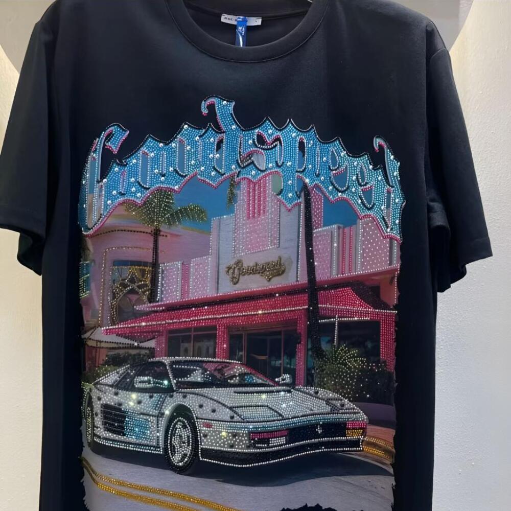 Rhinestone Vintage Sports Car T-Shirt