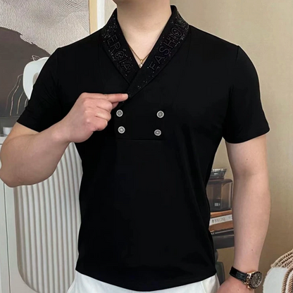 Shiny Diamond Turn-down Collar Fashion Shirt