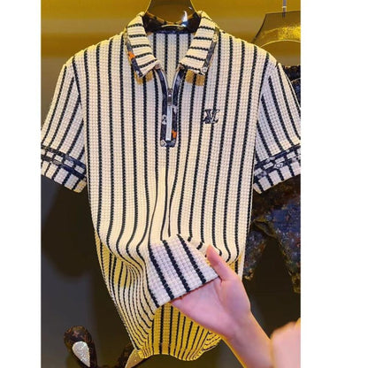 Vertical Stripe Polo Shirt
