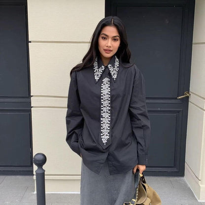 Jewelry Decorated Tie Shirt