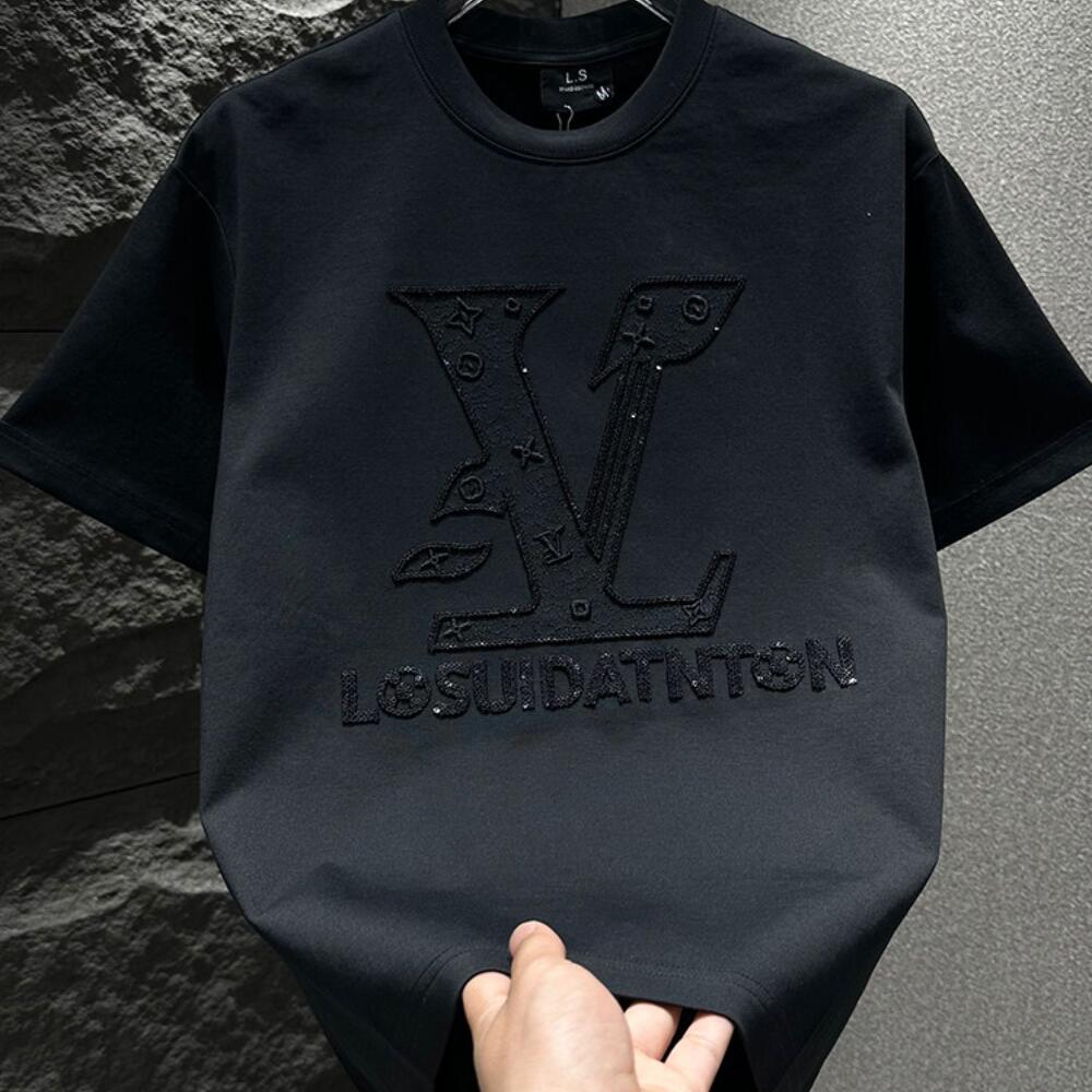 Letter Embroidery Crew Neck Short Sleeve
