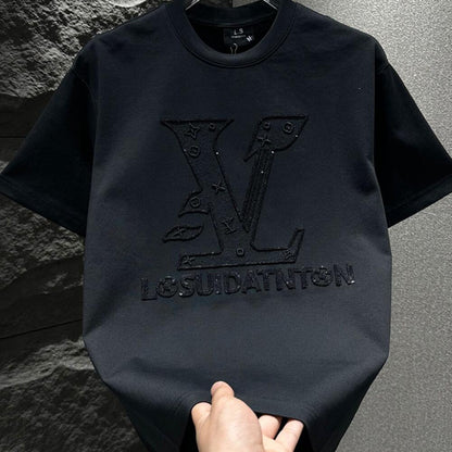 Letter Embroidery Crew Neck Short Sleeve