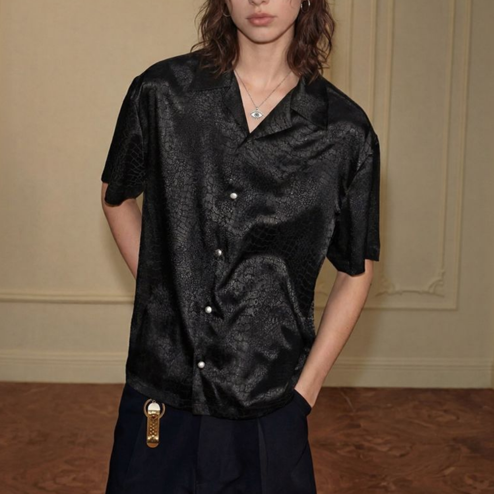 Luxury Scale Embossed Button-Down Shirt