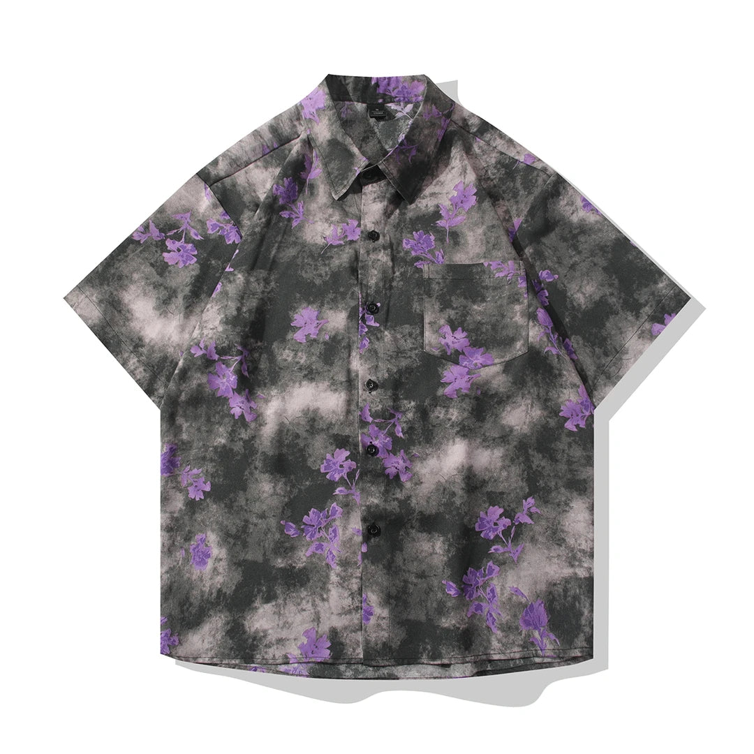 Purple Floral Print Shirt
