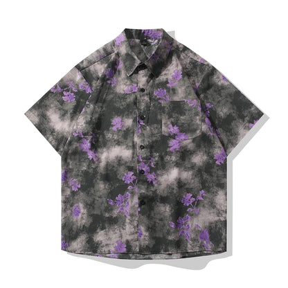 Purple Floral Print Shirt