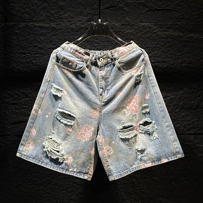 Pink Butterfly Ripped Short