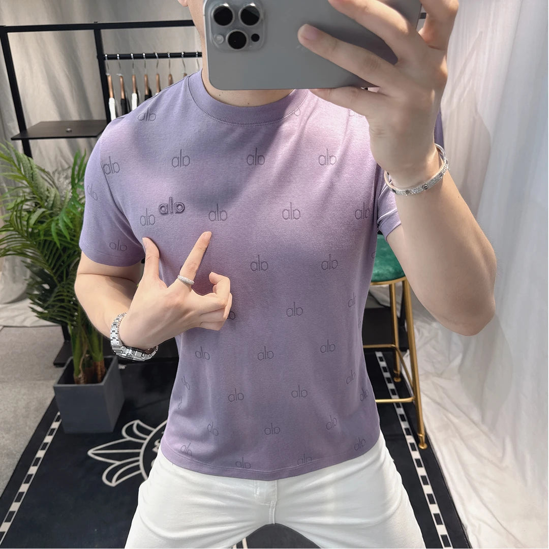 Solid Color Embossed T-Shirt