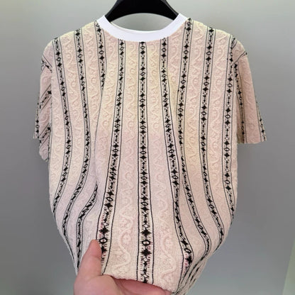 Vine Embossed Vertical Stripe T-shirt