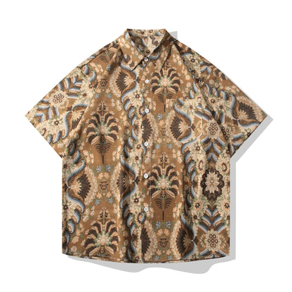 Vintage Feather & Floral Print Shirt