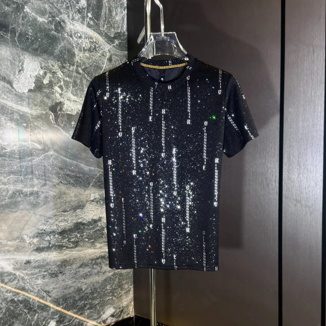 Vertical Stripe Rhinestone T-shirt