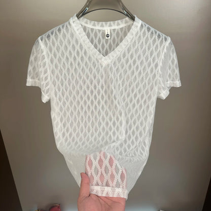 Wave Pattern Sheer Mesh T-Shirt
