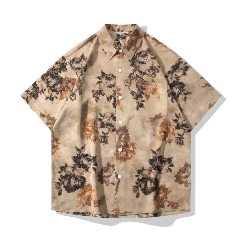 Brown Base Floral Print Shirt