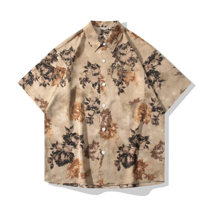 Brown Base Floral Print Shirt