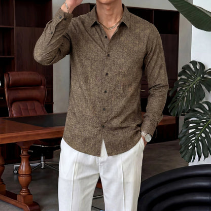 Luxury Brown Square Pattern Shirt